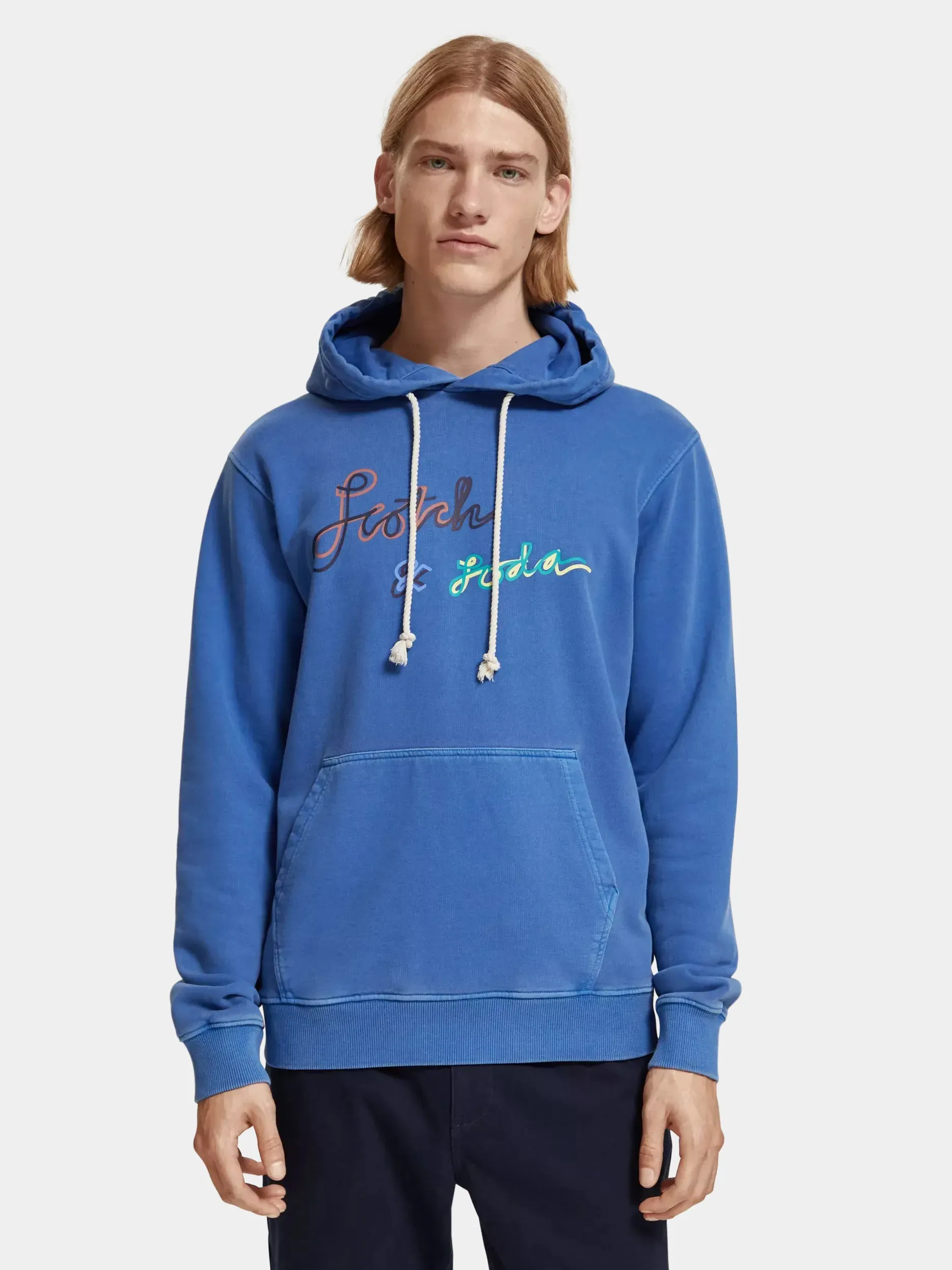 Garment-dyed artwork hoodie sold by Scotch & Soda