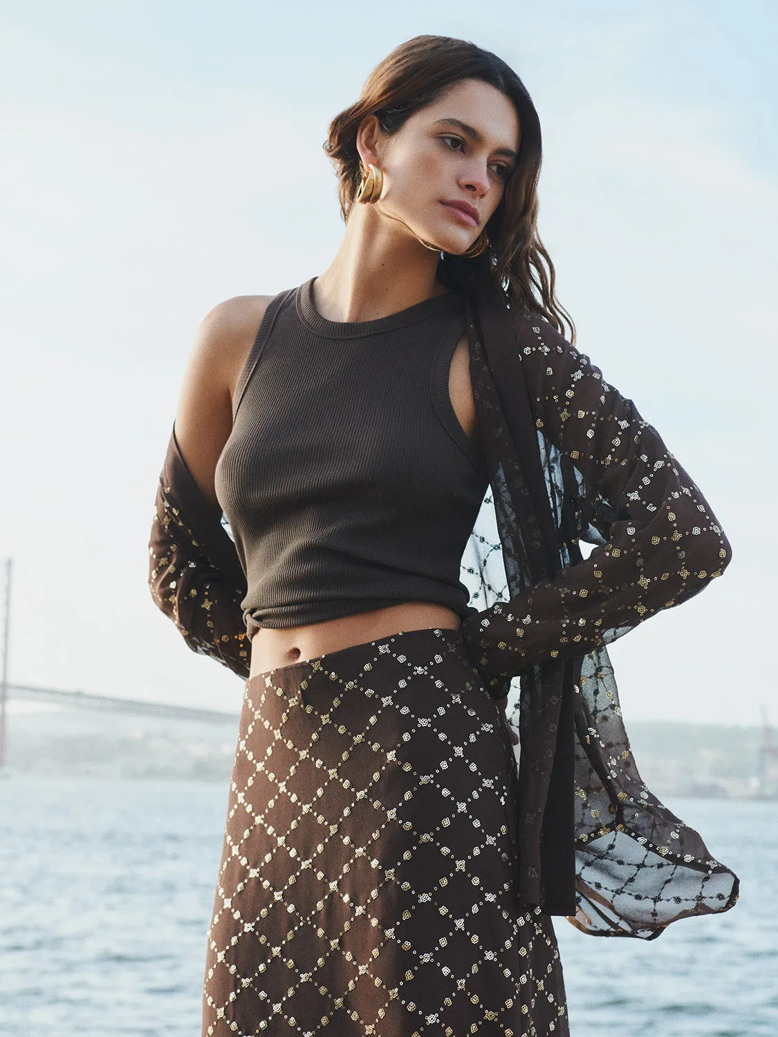 Sequin midi skirt sold by Scotch and Soda