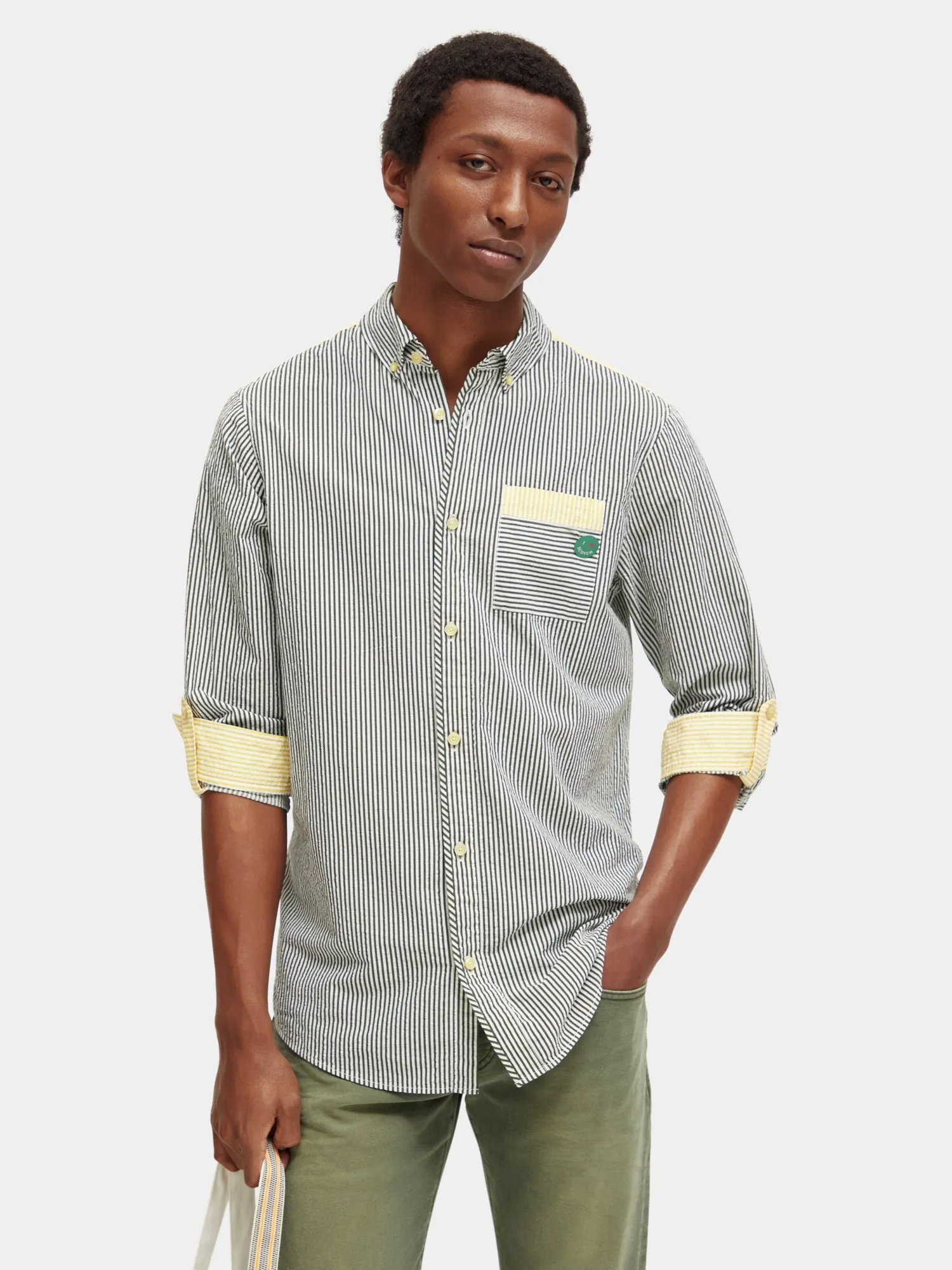 Stripe seersucker shirt sold by Scotch and Soda