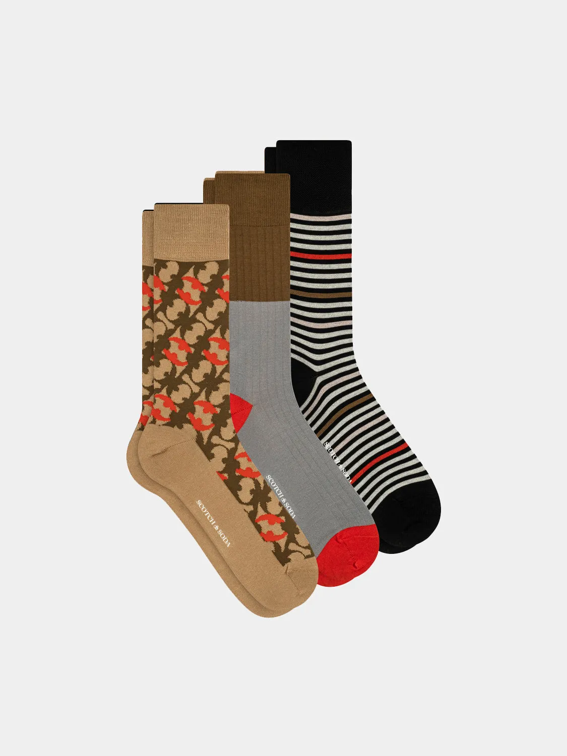 3-pack pattern crew socks sold by Scotch and Soda