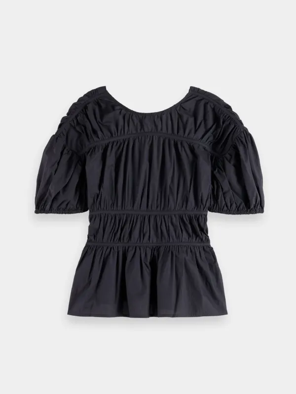 Gathered balloon sleeve top sold by Scotch and Soda