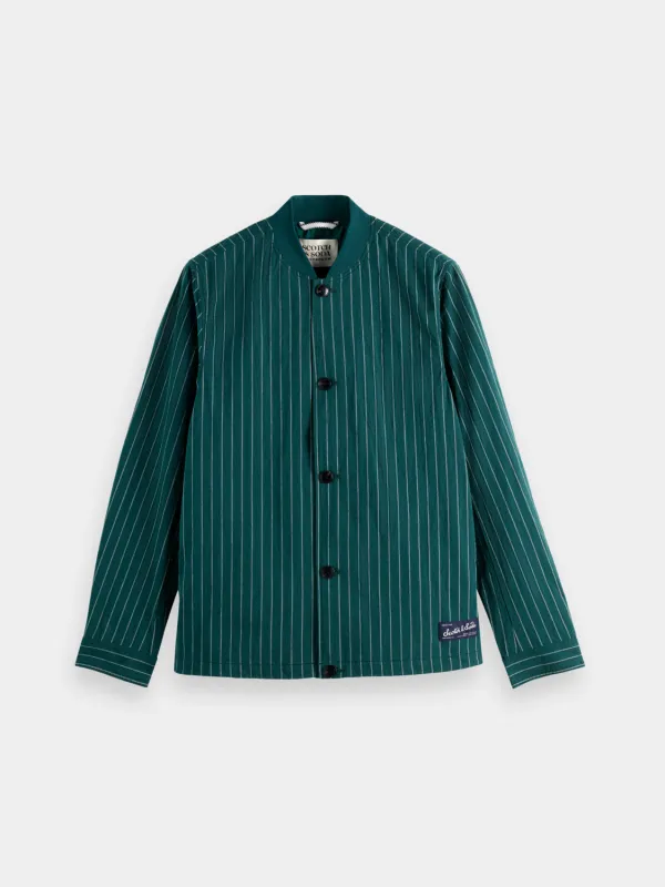 Pinstriped bomber jacket sold by Scotch and Soda