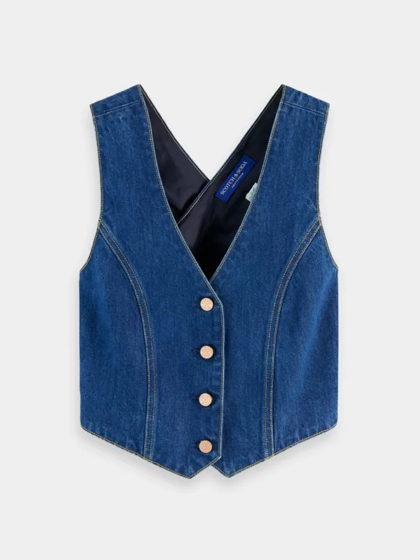 Fitted denim waistcoat sold by Scotch and Soda