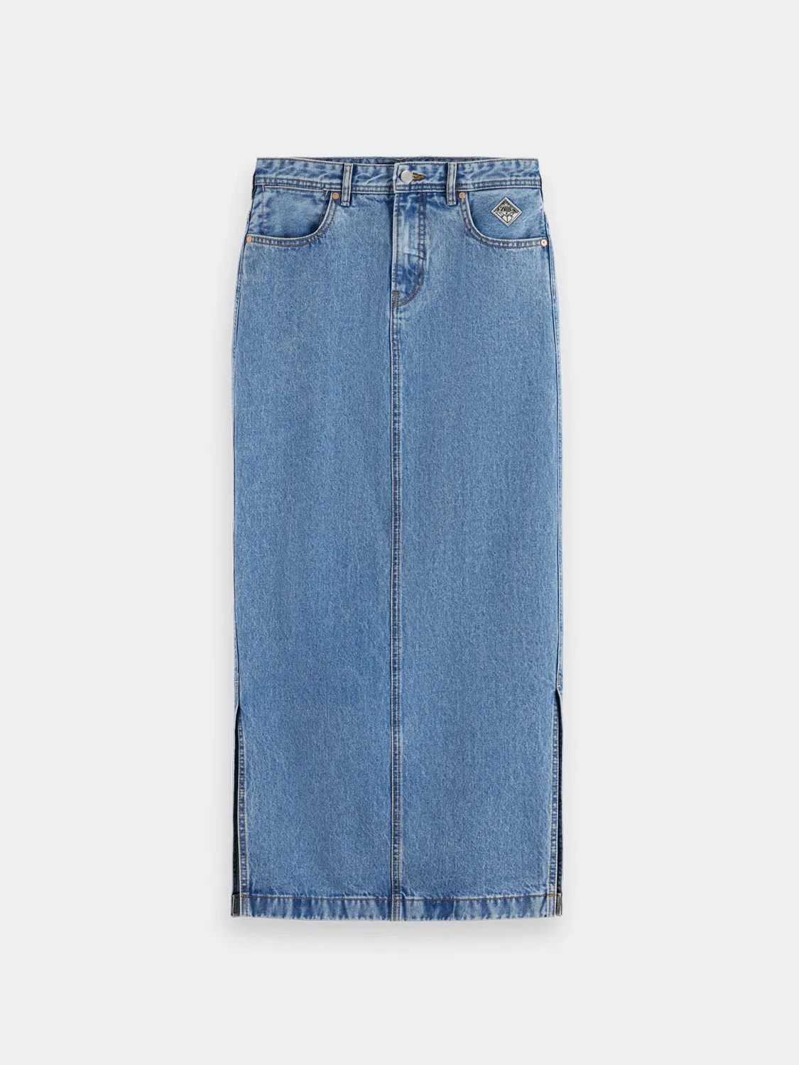 Denim maxi skirt sold by Scotch & Soda