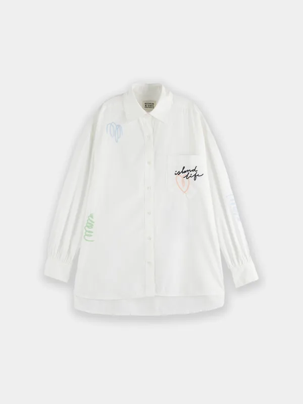 Embroidered poplin shirt sold by Scotch and Soda