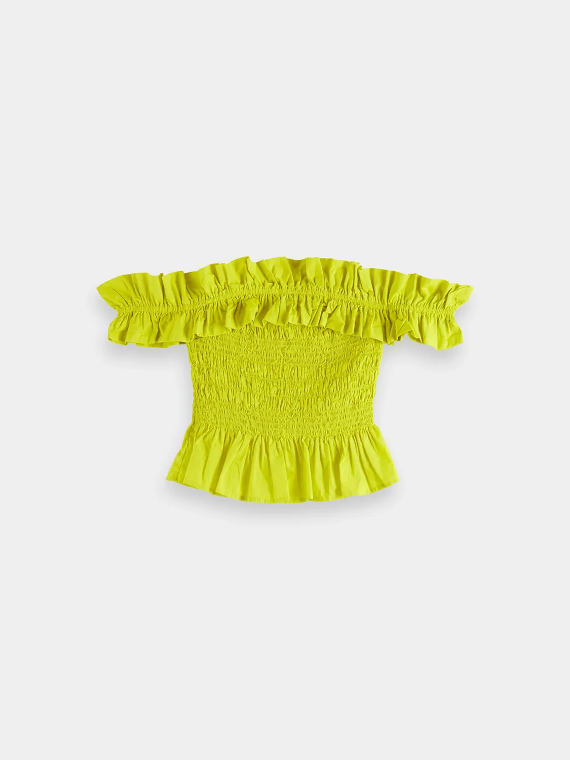 Off shoulder ruffled top sold by Scotch and Soda