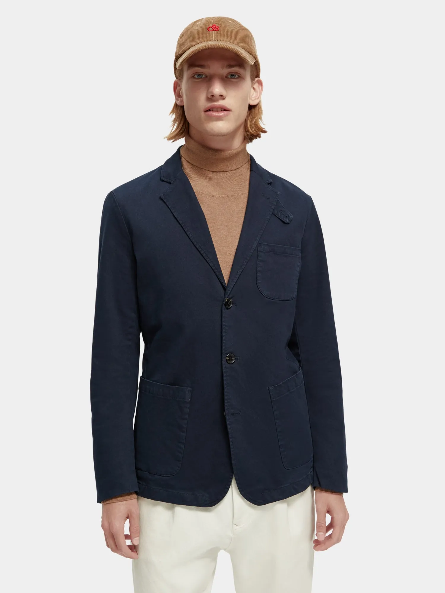 Structured garment-dyed cotton-blend blazer sold by Scotch & Soda