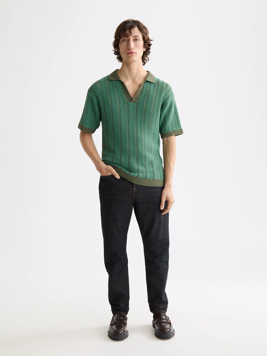 Knitted v-neck polo sold by Scotch & Soda product image thumbnail 4