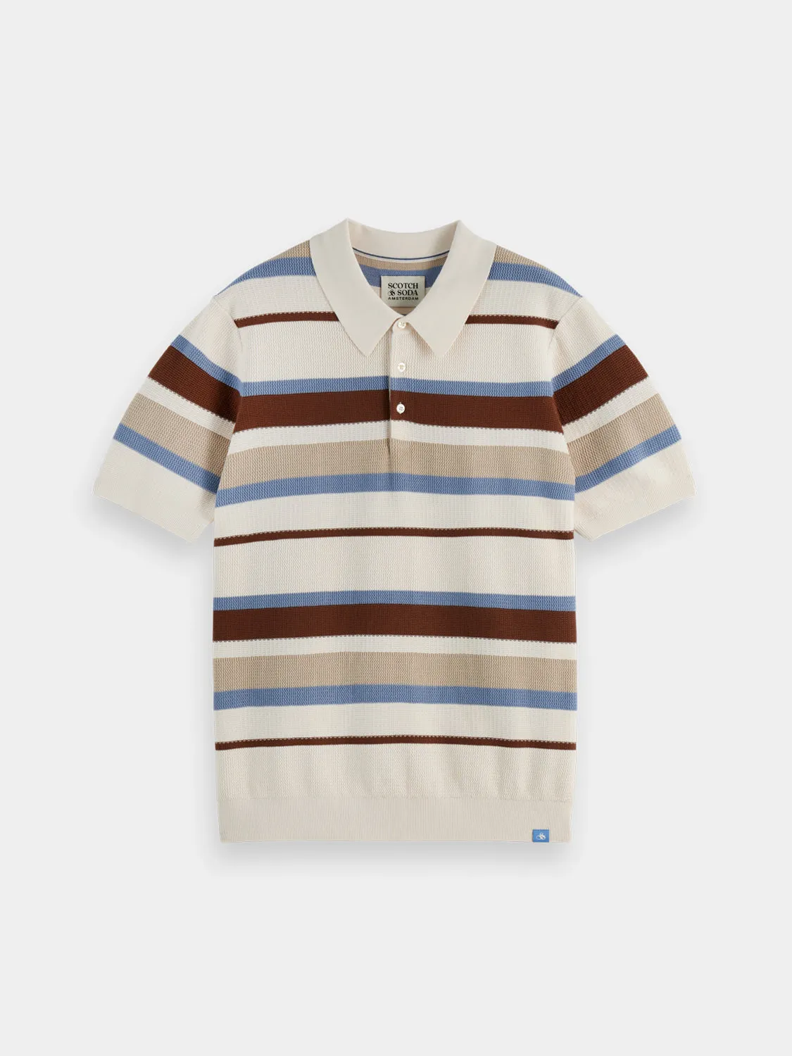 Knitted striped polo sold by Scotch and Soda