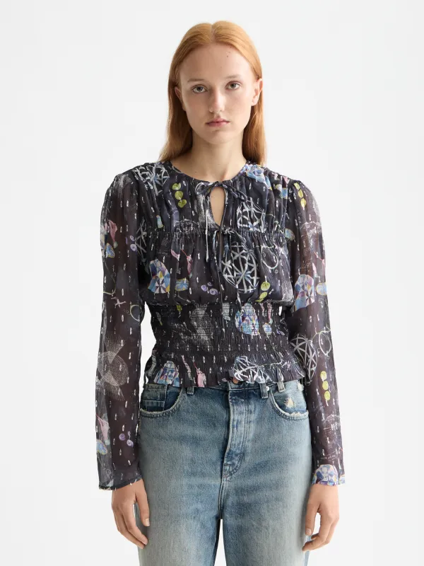 Smocked waist top sold by Scotch & Soda