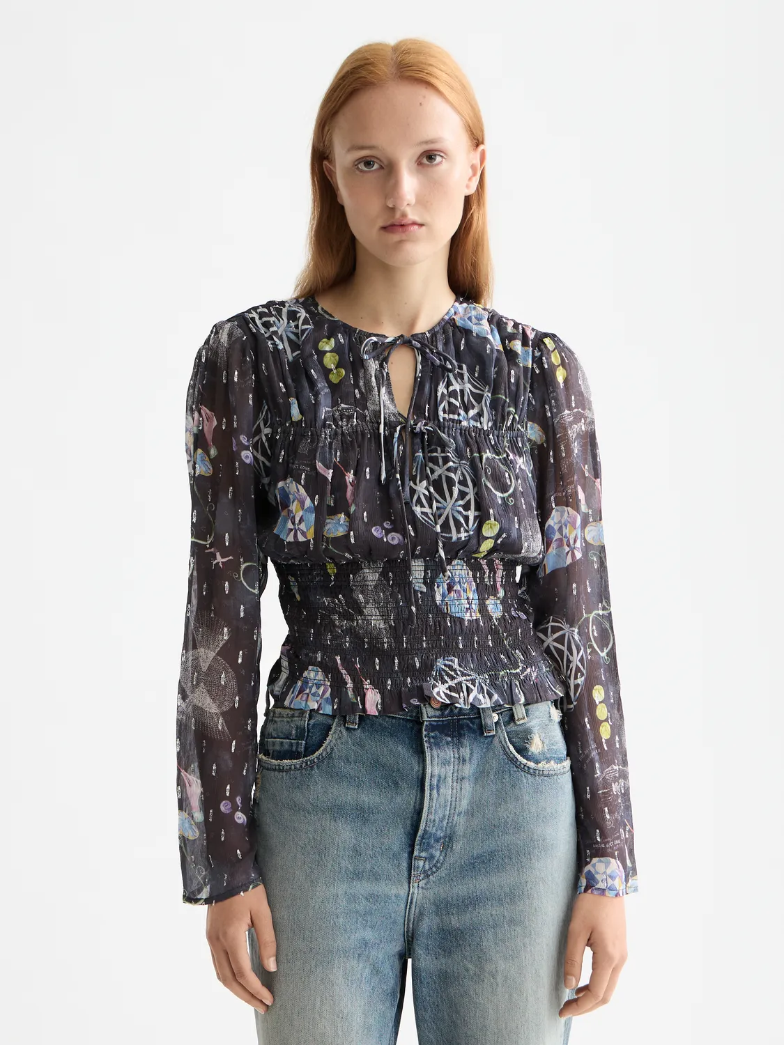 Smocked waist top sold by Scotch & Soda