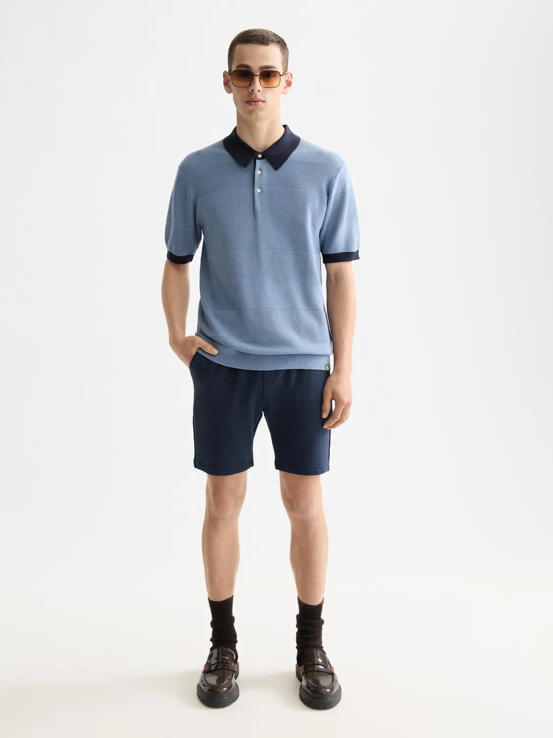 Knitted tonal striped polo sold by Scotch & Soda product image thumbnail 4