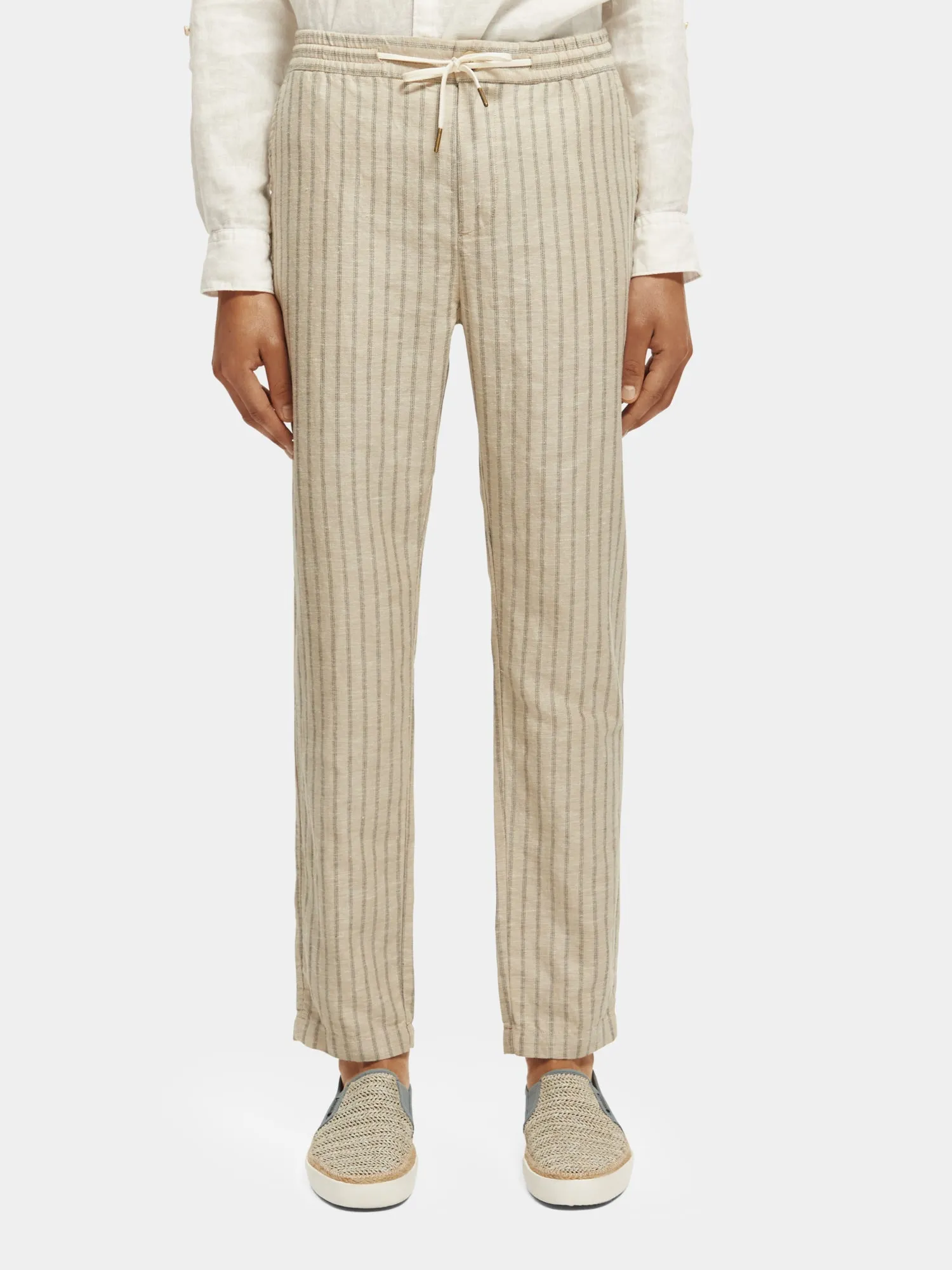 Warren striped linen blend jogger pants sold by Scotch and Soda