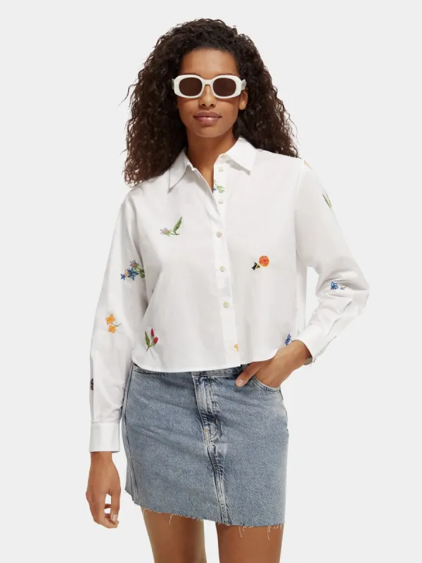 Embroidered boxy-fit shirt sold by Scotch and Soda