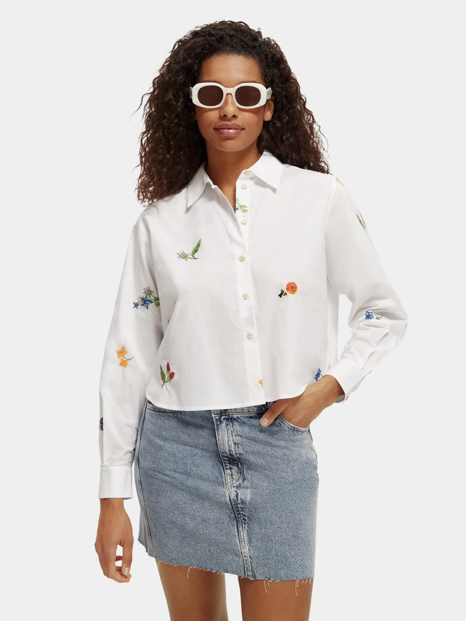Embroidered boxy-fit shirt sold by Scotch and Soda