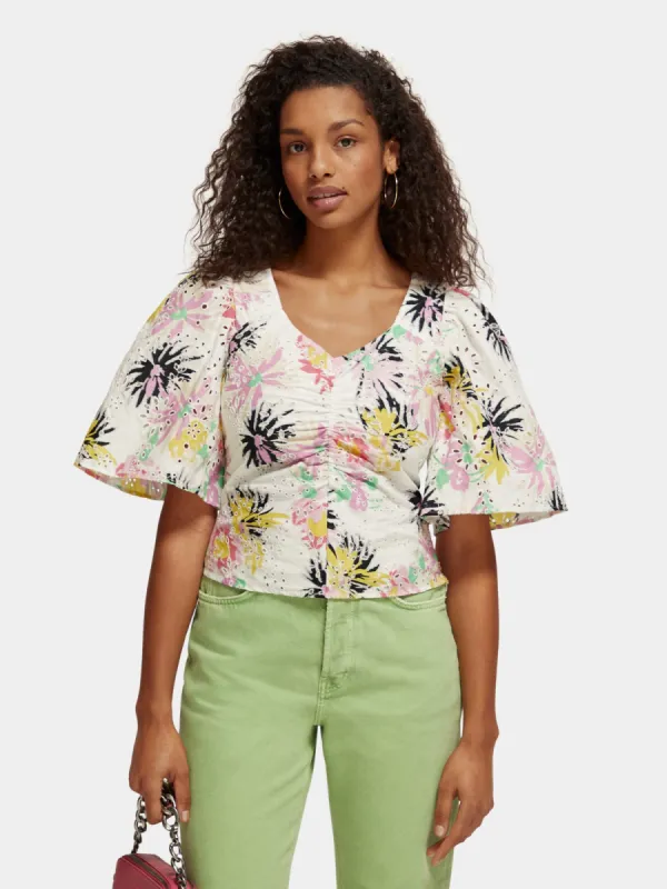 Ruched front flutter sleeve top sold by Scotch and Soda