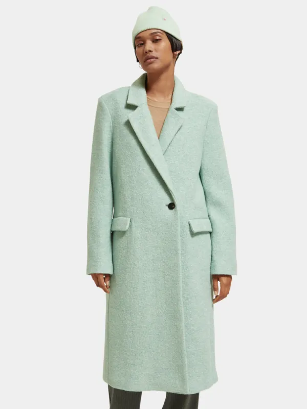 Single-breasted boucle coat sold by Scotch and Soda