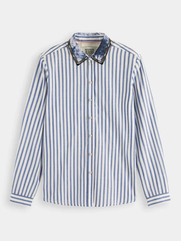 Regular-fit beaded-collar shirt sold by Scotch and Soda