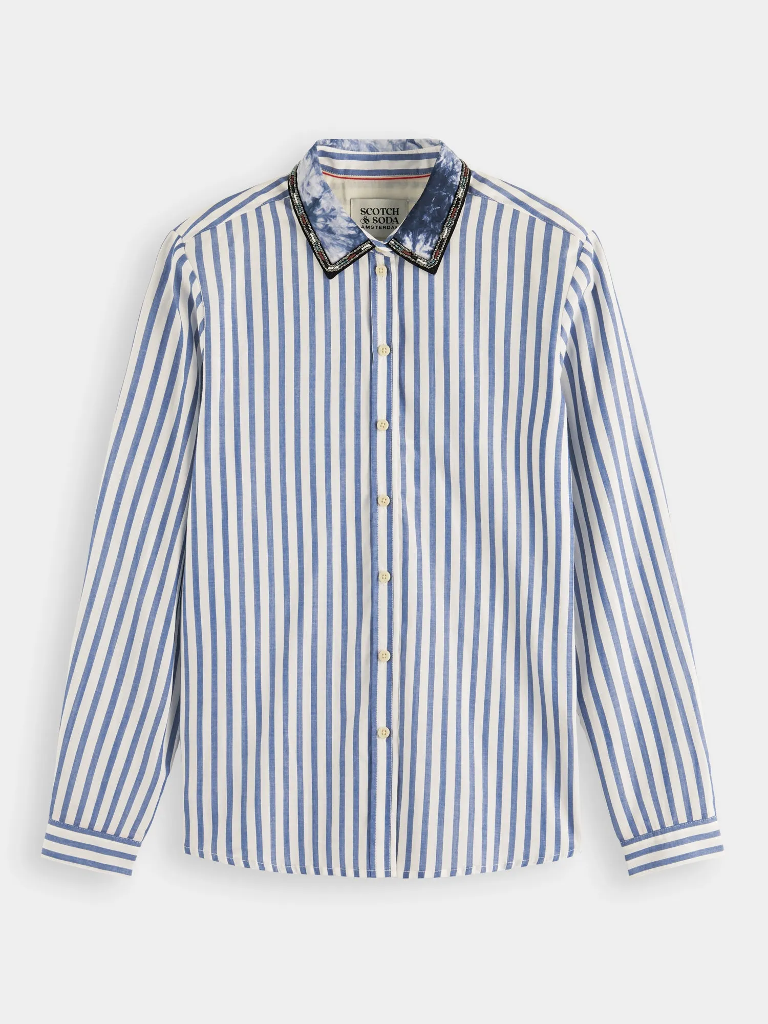 Regular-fit beaded-collar shirt sold by Scotch and Soda