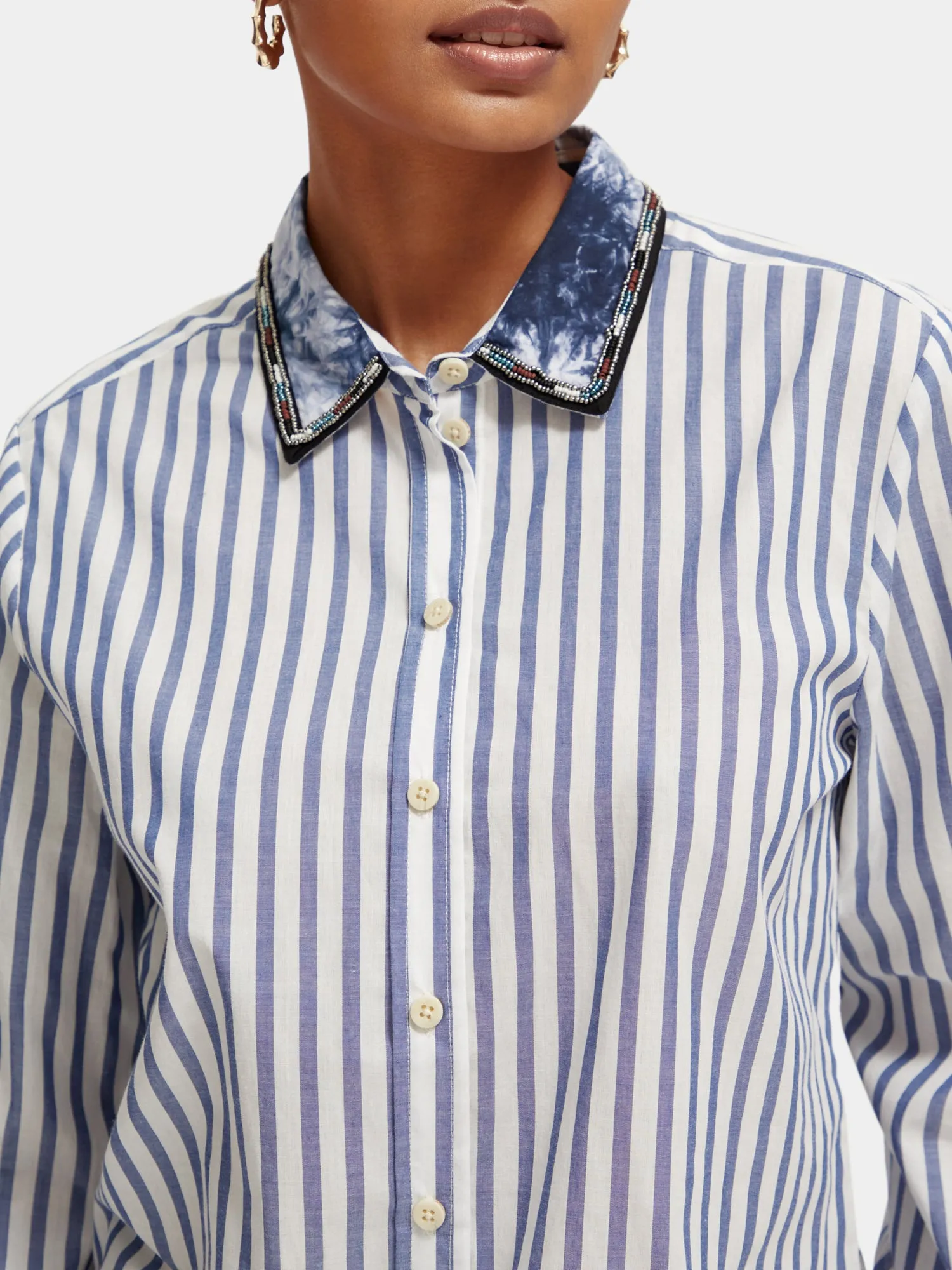 Regular-fit beaded-collar shirt sold by Scotch and Soda product image thumbnail 5