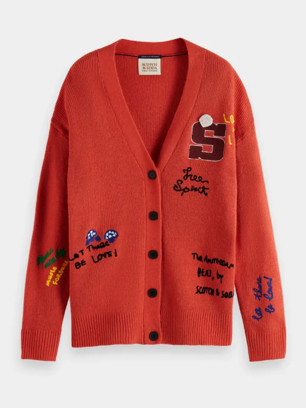 Varsity embroidered cardigan made by Scotch & Soda