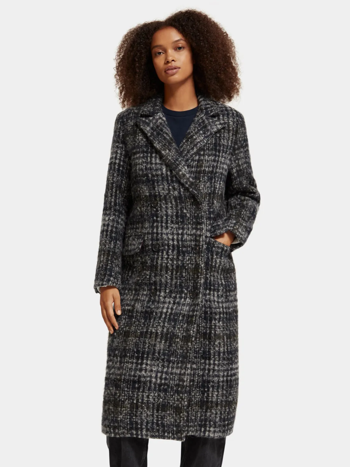 Double-breasted check coat sold by Scotch and Soda