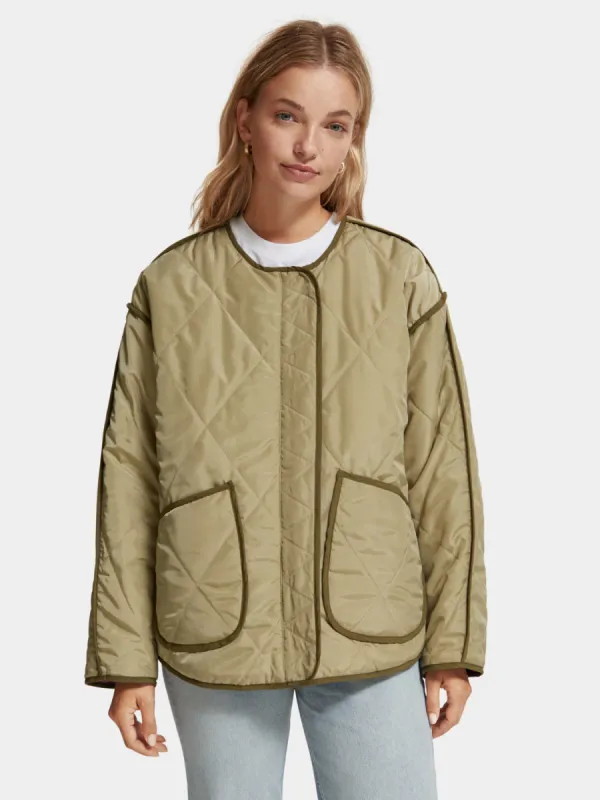 Colourblock quilted jacket sold by Scotch and Soda