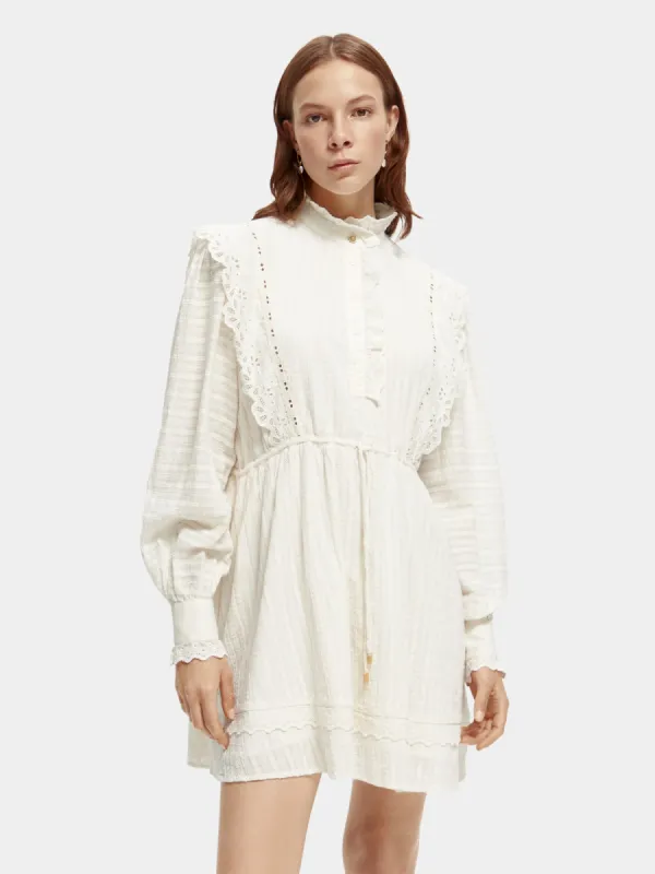 Broderie anglaise mini organic cotton dress sold by Scotch and Soda