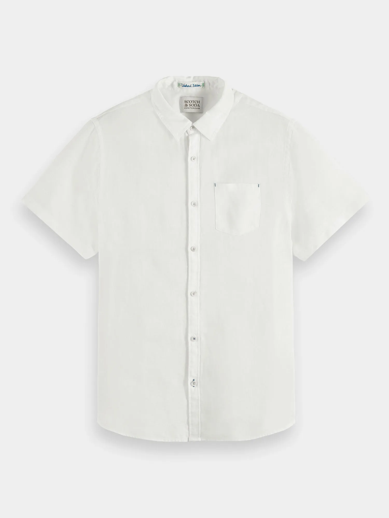 Regular-fit short sleeved linen shirt sold by Scotch and Soda