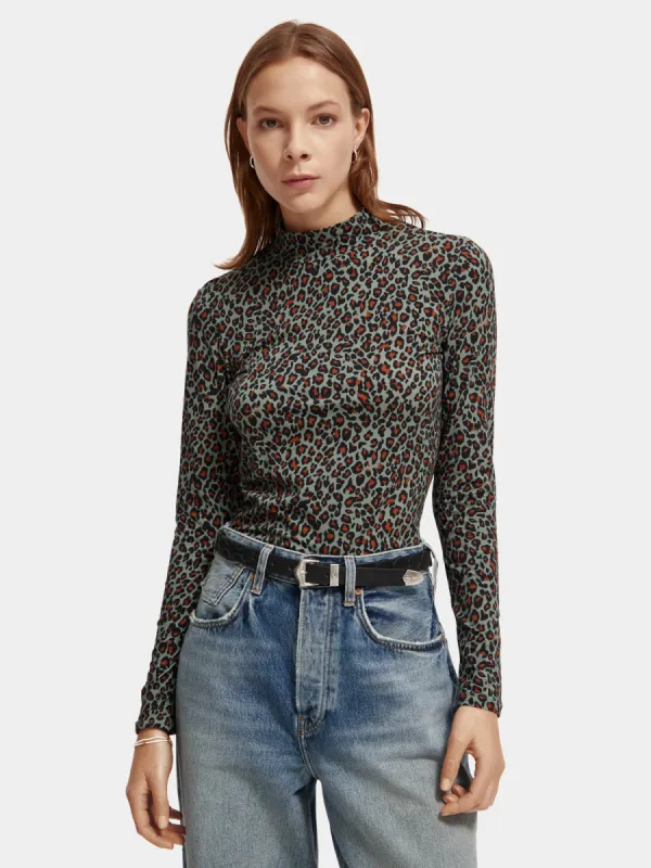 Printed long sleeved mockneck t-shirt made by Scotch & Soda