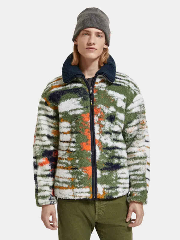 Printed teddy fleece jacket sold by Scotch and Soda