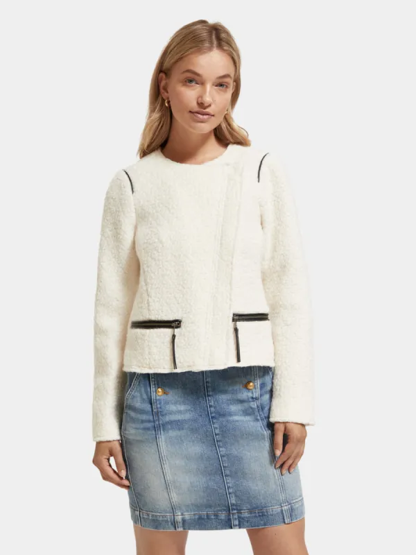 Wool blend biker jacket sold by Scotch and Soda