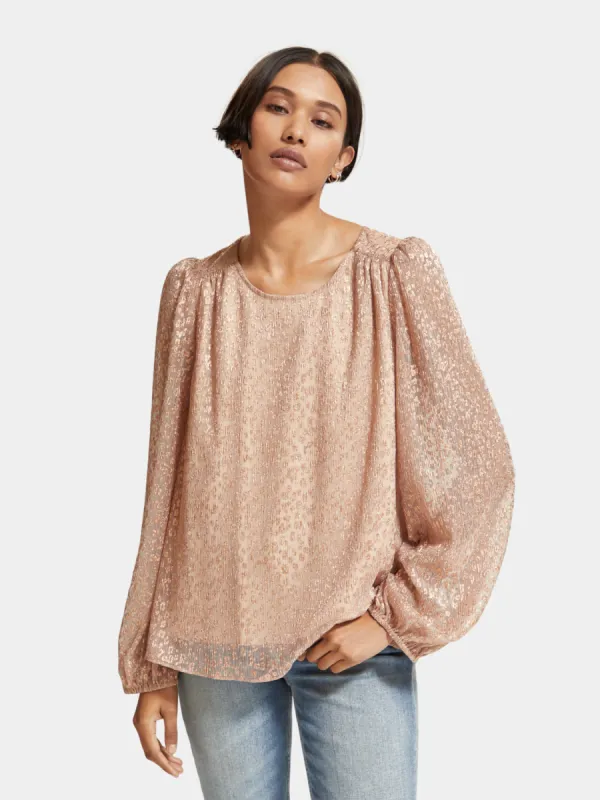 Metallic balloon sleeve blouse sold by Scotch and Soda