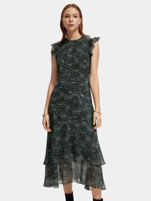 Ruffled tiered midi dress sold by Scotch and Soda