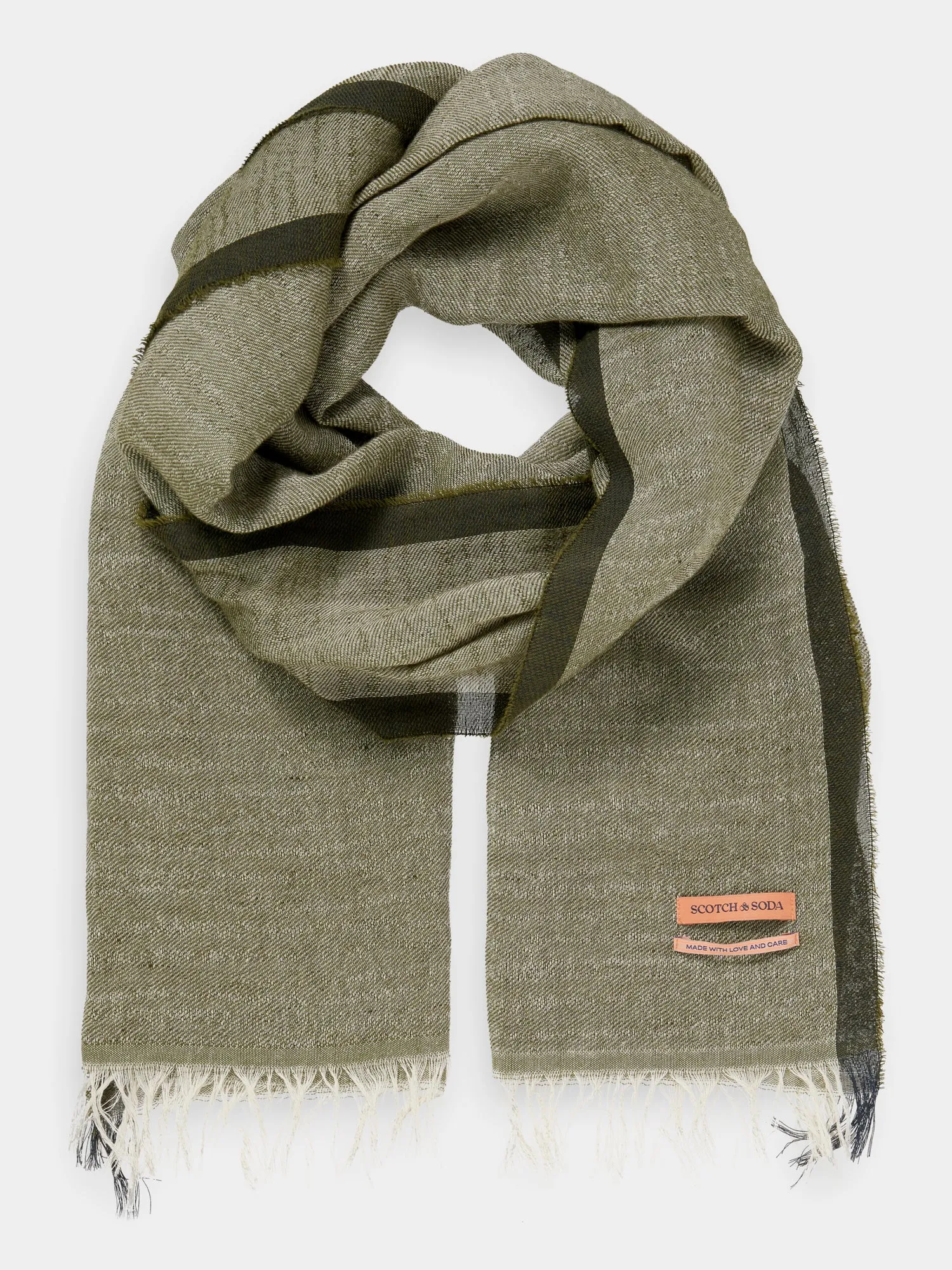 Organic cotton-linen blend scarf sold by Scotch and Soda