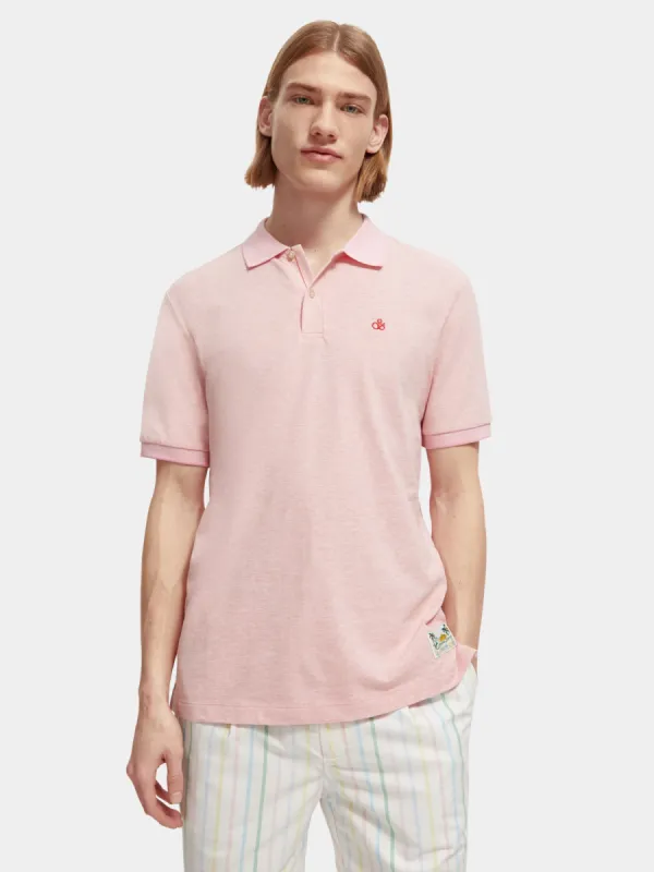 Melange polo shirt with tonal logo sold by Scotch and Soda