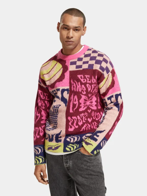 Relaxed-fit printed jacquard sweater sold by Scotch and Soda