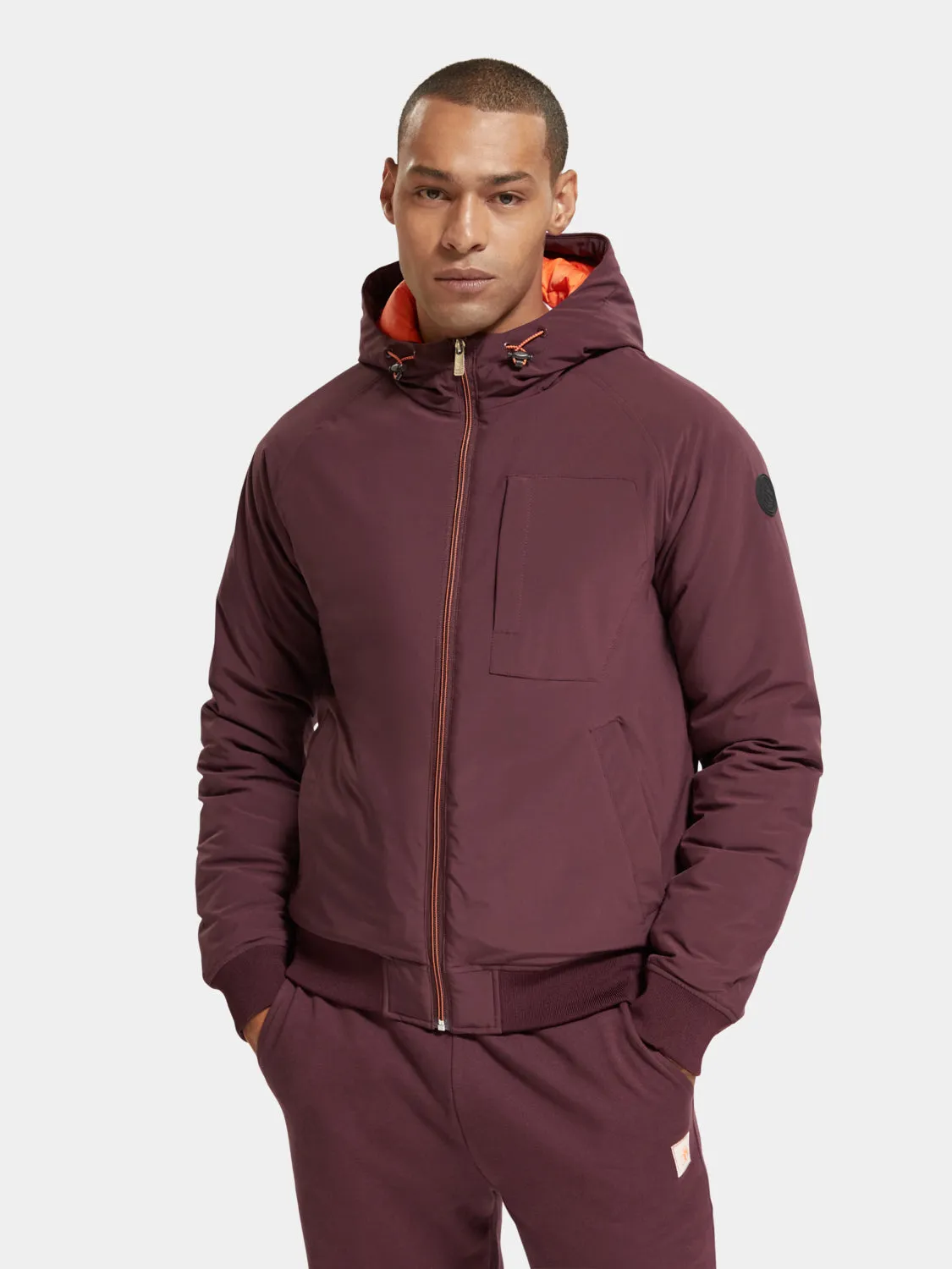 Stretch padded hooded jacket sold by Scotch and Soda