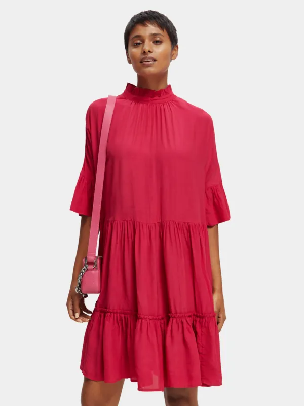 Ruffle-sleeved tiered mini dress sold by Scotch and Soda