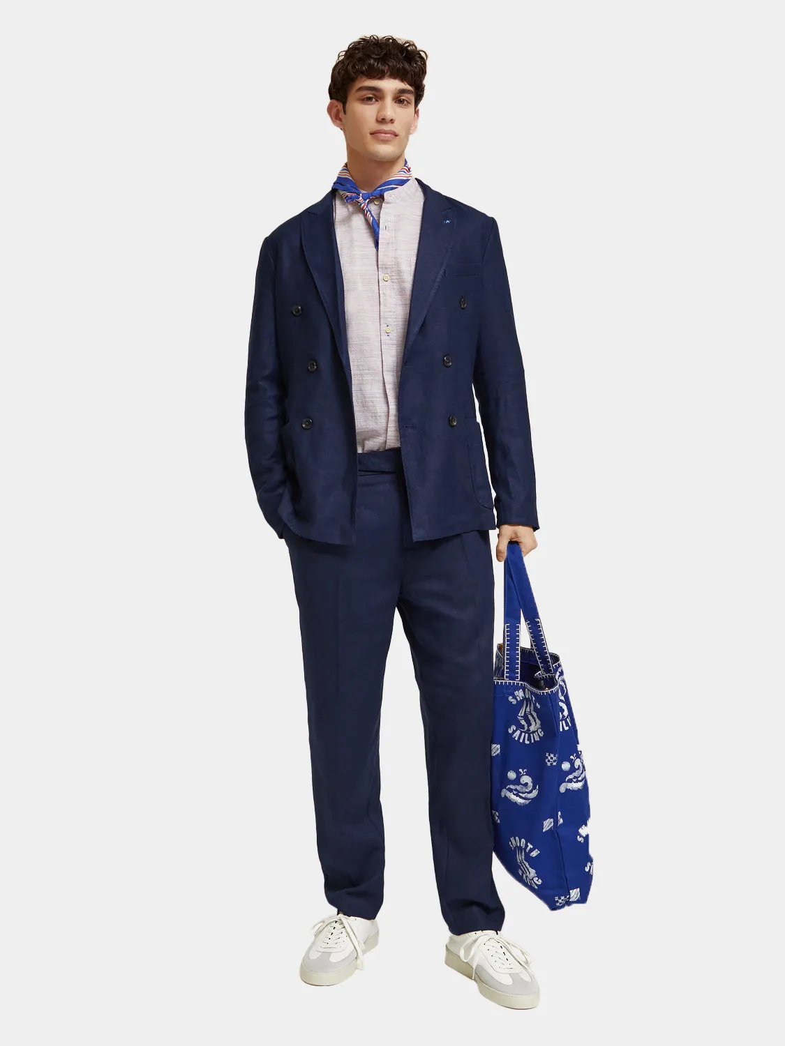 Pleated wide-fit herringbone chino sold by Scotch and Soda product image thumbnail 3