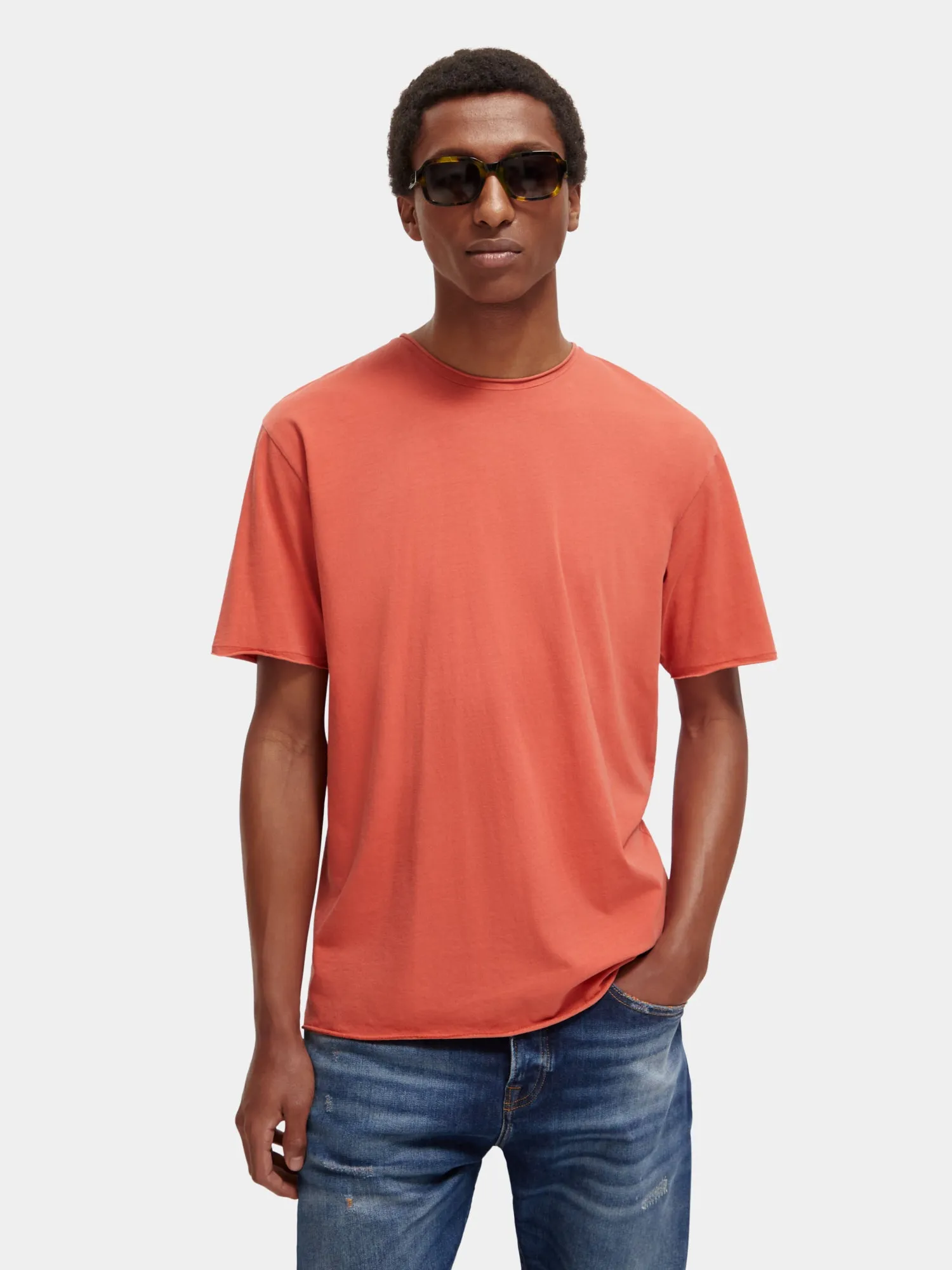 Relaxed-fit raw edge t-shirt sold by Scotch and Soda