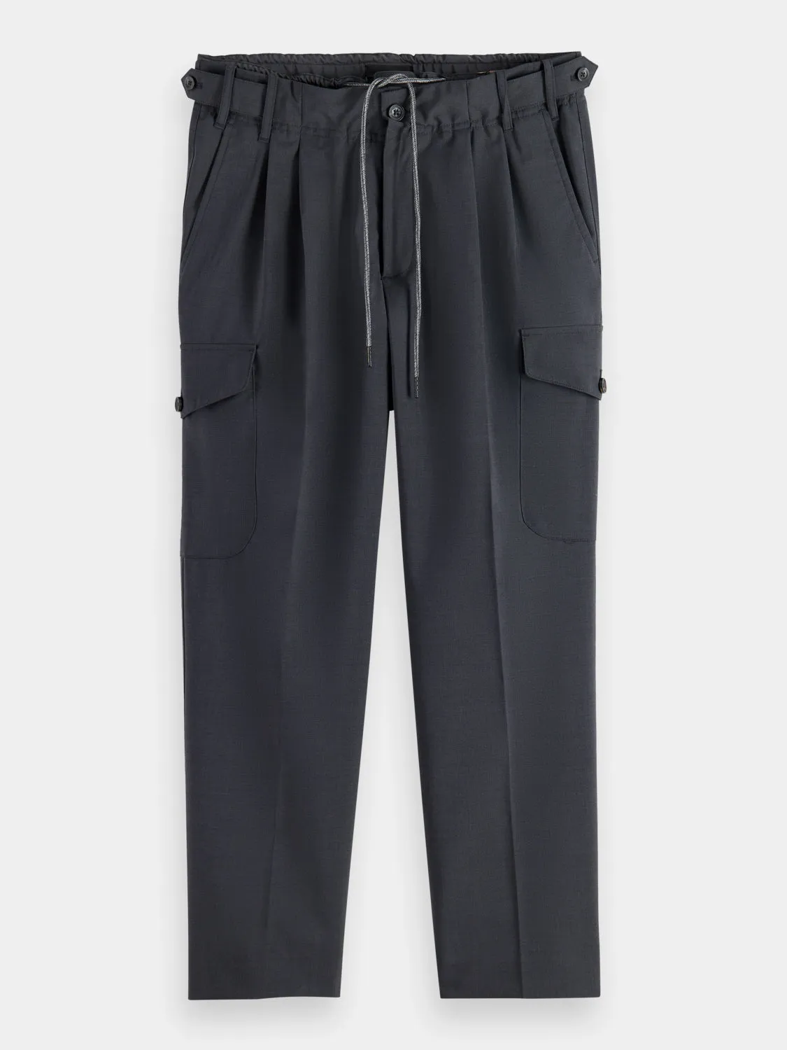 Loose tapered wool cargo pants sold by Scotch and Soda