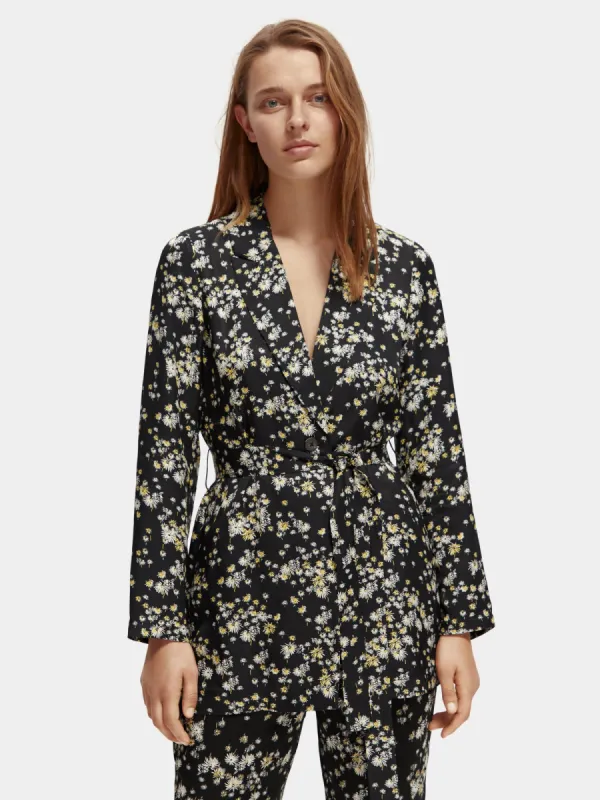 Printed drapey blazer sold by Scotch and Soda