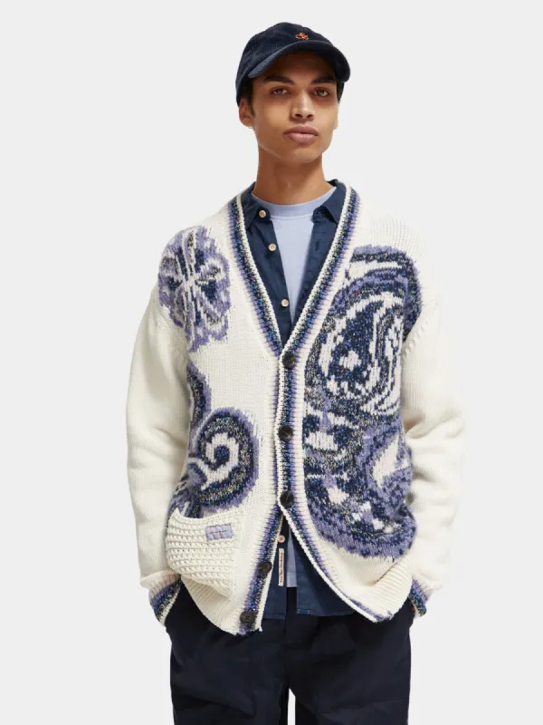 Intarsia knitted cardigan sold by Scotch and Soda