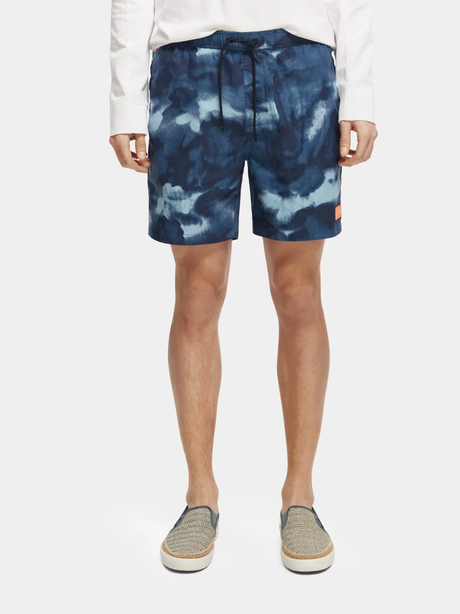Mid-length tie-dyed printed swimshorts sold by Scotch and Soda