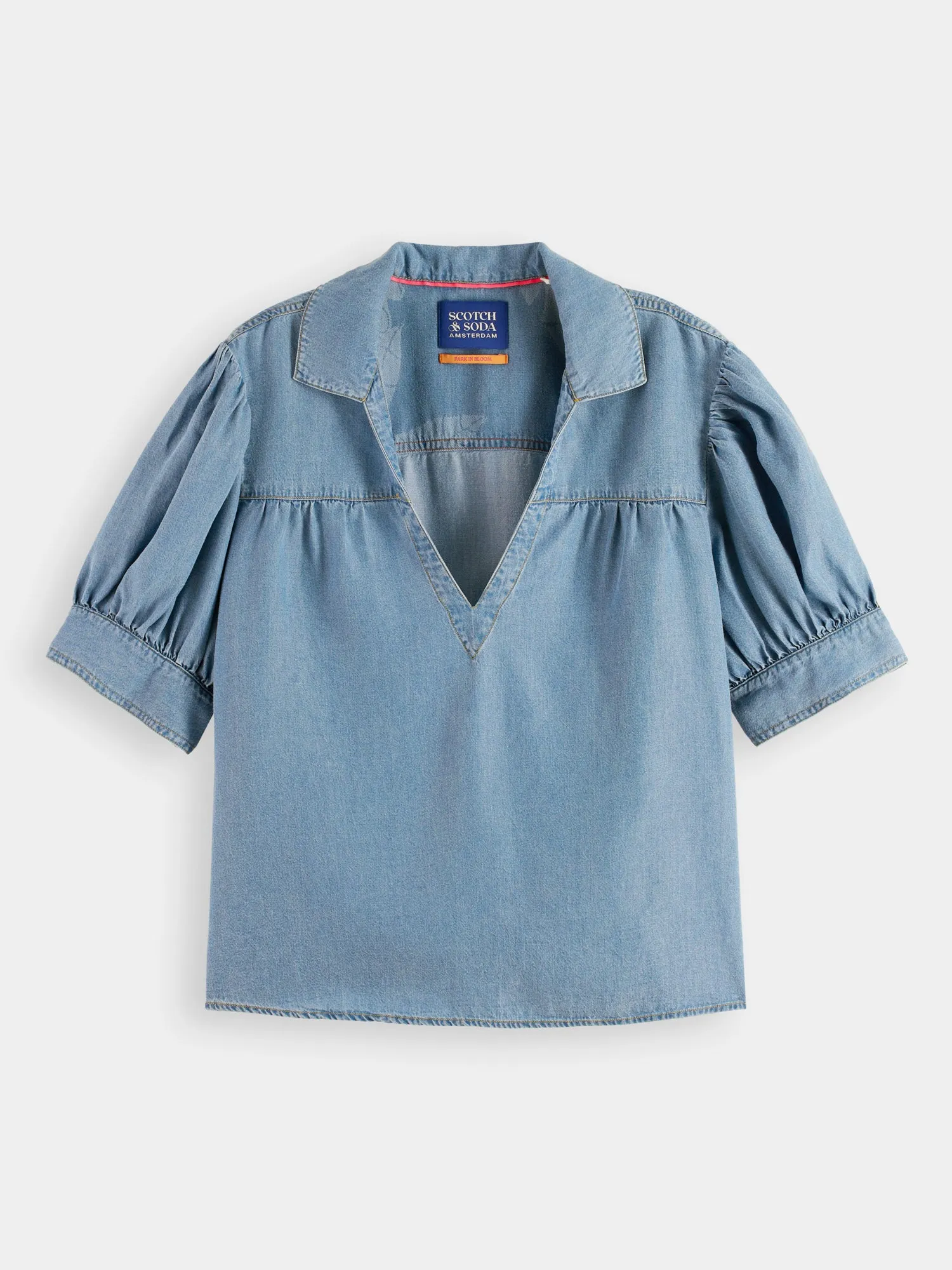 Short sleeve feminine indigo shirt sold by Scotch and Soda product image thumbnail 2