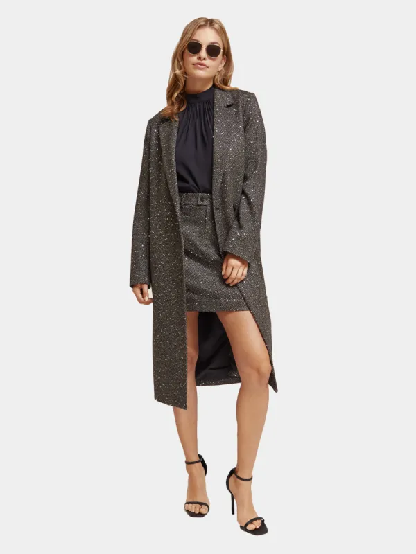 Single-breasted herringbone sequin coat sold by Scotch and Soda
