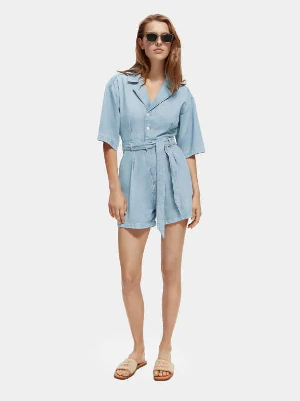 Worked out denim jumpsuit sold by Scotch and Soda