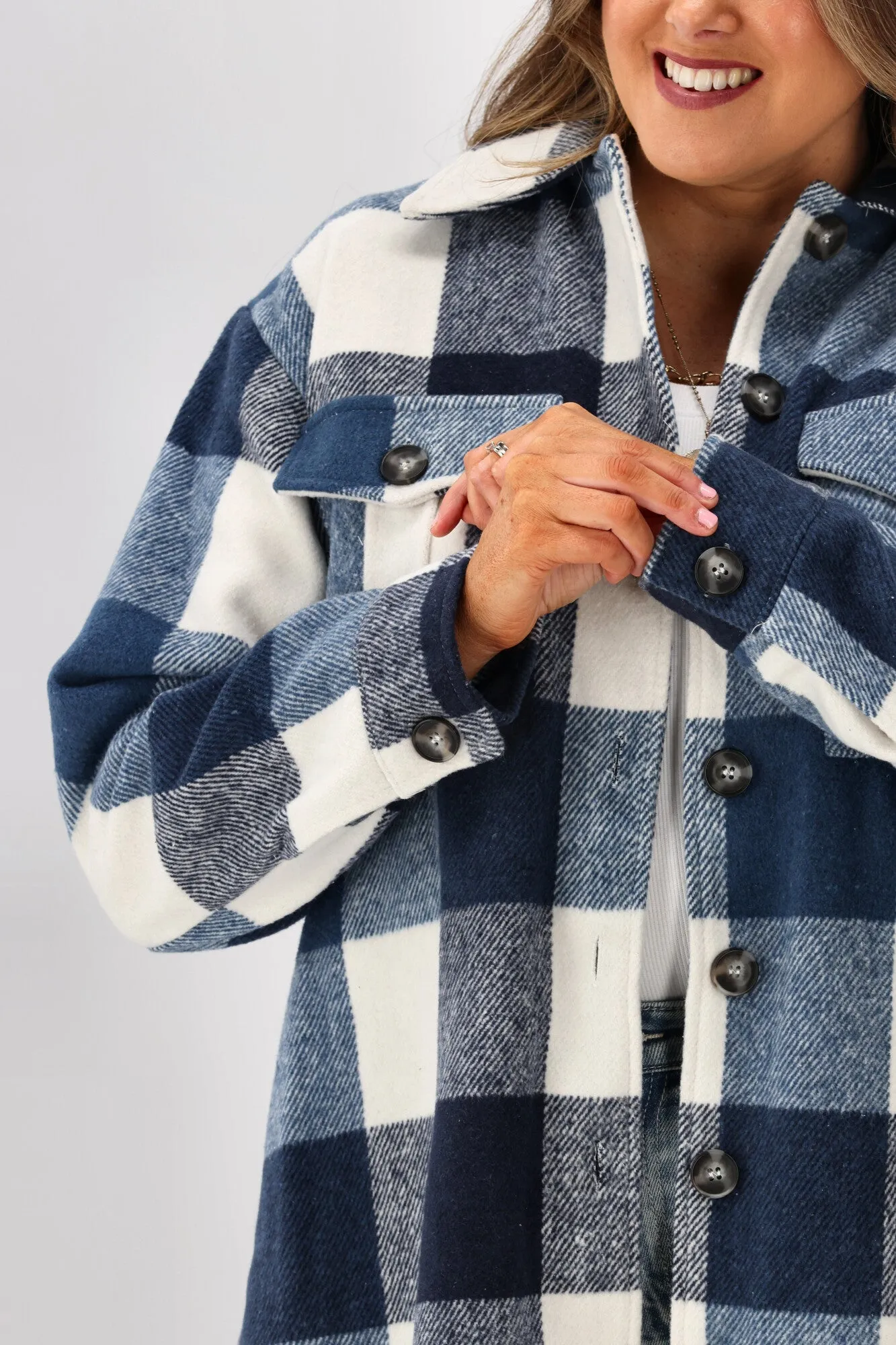 Shine On Label Treyton Checked Shacket Blue sold by Shine On product image thumbnail 3