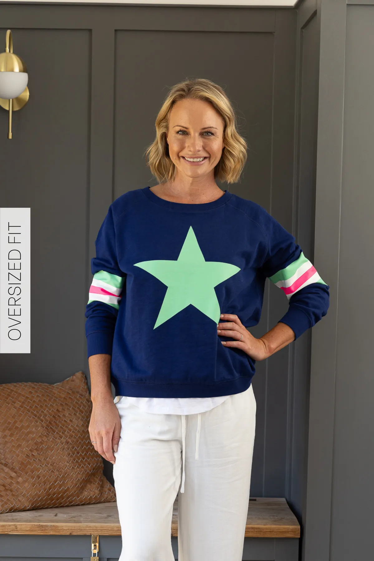 Jovie The Label Holiday Sweater Navy / Green Star sold by Shine On product image thumbnail 5